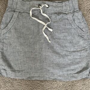 Athleta linen skirt blue  and White Striped Mini Skirt 2 drawstring